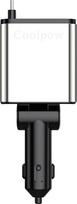 4 in 1 automobilinis įkroviklis USB C 69W cigarečių žiebtuvėlio įkroviklis 180° sulankstomas su 2 ištraukiamais kabeliais iPhone 16/15/Samsung S25/S24/iPad/GPS