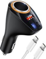 4 in 1 automobilinis įkroviklis [Dual PD30W + QC30W] Cigarečių žiebtuvėlio USB daliklis 12V automobilinis įkroviklis 170W greitojo įkrovimo mini USB adapterio lizdas iPhone 17 16 Samsung S25 S24 Huawei GPS prietaisų kamera