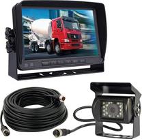 4 kontaktų 17,8 cm (7 colių) TFT LCD HD spalvotas monitorius su apsauginiu laikikliu nuo saulės, vandeniui atspari 18 LED naktinio matymo atbulinės eigos kamera su 10 m kabeliu, skirta namams ant ratų, autobusams, priekaboms ir sunkvežimiams