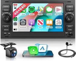 4G + 64G belaidis "Carplay" "Android" automobilinis radijas "Ford Focus C-Max S-Max Kuga Fiesta Transit Fusion Mondeo Galaxy Connect" 7 colių automobilinis radijas "Android" automobilinė navigacija GPS WiFi Bluetooth FM/RDS/32 EQ/SWCUSB/Type C