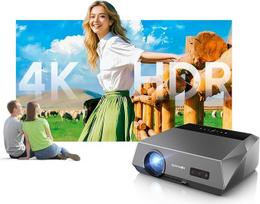 4K išmanusis dienos šviesos projektorius su sertifikuotomis programomis, 2300 ANSI LED projektorius, DB garso įrašas, automatinis fokusavimas, "WiFi 6", "Bluetooth", HDMI eARC/CEC, HDR 10 UHD projektorius namų kinui, lauko filmams, žaidimams, luboms