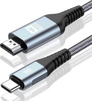 4K USB C į HDMI kabelis 5 m, C tipo USB į HDMI kabelis [suderinamas su "Thunderbolt 3/4"], skirtas "MacBook iPad Pro/Air iMac", "iPhone 16 15 Series", "Samsung S25 to S8 Surface Android" telefonui su televizoriumi.