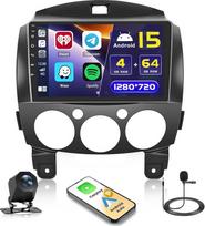 5G WiFi 4+64G "Android" automobilinis radijas "Mazda 2" 2007-2014 m. Belaidis "Carplay Android" automobilis, 9 colių IPS ekrano automobilinis radijas su navigacija "Bluetooth" 5.0 EQ FM/RDS SWC atbulinės eigos kamera