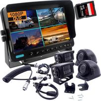 9 colių ekranas 1080P HD kamerų sistema Penktojo rato kamerų stebėjimo sistema, DVR registratorius su keturiais ekrano padalijimais, 9 colių monitorius + 4X kameros 1080P + vilkimo kablio greito prijungimo rinkinys