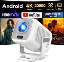 AKIYO O4 Full HD 1080P "Wi-Fi" "Bluetooth" projektorius, mini projektorius mobiliajam telefonui, automatinis fokusavimas ir automatinis lizdinės plokštumos koregavimas, 120° pasukamas projektorius, suderinamas su HDMI / išmaniuoju telefonu / USB / nešioja