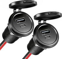 Aliuminio USB C steckdose 12V Wohnmobil Auto 48W Einbau Buchse 12 Volt, USB-C & USB-A Bohrung 25mm für Boot Wohnwagen Camper LKW (2 Stück)