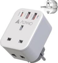 AUNNO UK-Europos kištuko adapteris, PD 20W greito įkrovimo įžemintas europietiškas adapteris su skustuvo kištuku, adapteris su 2 USB prievadais ir 1 USB-C prievadu Vokietijai Prancūzijai Ispanijai Graikijai Lenkijai ir t. t. (E/F tipas)