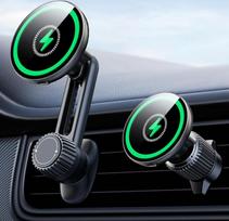 Automobilinis laikiklis su 15 W įkrovimo funkcija - belaidis greitasis įkroviklis "iPhone 16/15/14/13/12 Pro Max" - 360° pasukimas, neblokuoja oro angų, suderinamas su 99 % automobilių