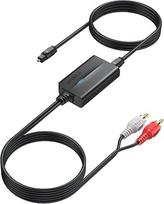 AUTOUTLET AD keitiklis, analoginis skaitmeninis garso keitiklis, analoginis skaitmeninis keitiklis, RCA SPDIF Toslink keitiklio adapteris su 1,1 m RCA vyriškos lyties + 1 m optiniu kabeliu, skirtas patefonui, CD grotuvui