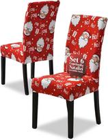 Avilia Stuhlhussen für Weihnachten, elastisch, 6er Set mit Weihnachtsmann-Motiv, für Rückenlehne und Sitz, einfach zu montieren, waschbar und wiederverwendbar für Weihnachtsdekoration zu Hause