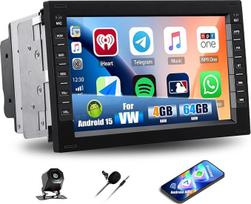 CAMECHO 4+64G Android 15 navigacijos automobilinis radijas VW Golf 4 MK4 Passat B5 Sharan Skoda Polo Jetta Peugeot 307, 7 colių belaidis Carplay Android automobilinis Bluetooth radijas su FM RDS GPS WiFi + atbulinės eigos kamera