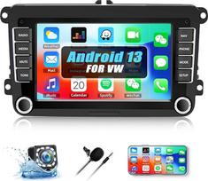 CAMECHO Android 13 1GB + 32GB automobilinis radijas VW Golf 5 6 Polo Passat Skoda Touran su Mirror Link, 7 colių jutiklinio ekrano radijas su WiFi GPS Mirror Link Bluetooth USB FM + atbulinės eigos kamera