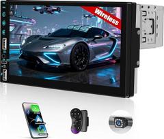 CAMECHO automobilinis radijas 1 DIN belaidis "Carplay" "Android" automobilinis "Bluetooth" radijas su 7 colių LED jutikliniu ekranu su "YouTube" internete, HD ekranas su "Mirror Link" vairo valdymu + 2 USB AUX C tipo prievadai