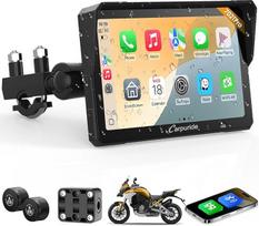 Carpuride W702T Pro Motociklo Carplay ekranas su TPMS sistema, belaidis CarPlay ir Android automobilis, nešiojamas 7 colių vandeniui atsparus jutiklinis ekranas, dviguba "Bluetooth", intercom funkcija, navigacija, kompasas, barometras
