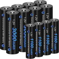 CITYORK 12 1,2 V Ni-MH įkraunamų baterijų pakuotė AA AAA 8 x AA įkraunamos baterijos 3000 mAh ir 4 x AAA įkraunamos baterijos 1100 mAh