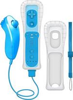 CLVIZCXOM (1 komplektas/4 stück! Fernbedienung Controller Kompatibel mit Nintendo Wii/Wii U Konsole: Fernbedienung, Analoger Joystick, Silikonschutz, Armband, mit Motion Plus (Blau)