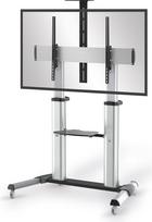 CONECTO LM FS03G Profesionalus televizoriaus stovo pagrindas plokščiaekraniams LCD LED plazminiams televizoriams, reguliuojamas 55-100 (13/254 cm, iki 80 kg) Max. VESA 1000x600 mm - aliuminio pilka/juoda