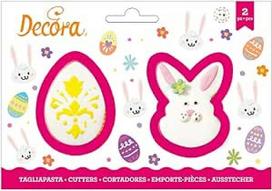 DECORA 0255074 Plastikinis kiaušinio ir triušio veidelis 2 dalių 8/9 x 2,2 cm