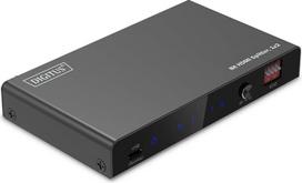 DIGITUS DS-55339 HDMI skirstytuvas 1x2 - Įėjimas: 1 prievadas/išėjimas: 2 prievadai - UHD 8K/60Hz HDTV: 7680 × 4320p - HDCP 2.3 ir HDMI 2.1 - HDR, Deep Color, EDID perjungiklis - Toslink, stereo (3,5 mm)