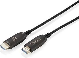 DIGITUS šviesolaidinis HDMI kabelis - 30 m - UHD 8k 60 Hz 4k 120 Hz - HDMI 2.1 - 48Gb/s - eARC, HDR, HDCP 2.2, CEC - AOC hibridinis kabelis - paauksuoti kontaktai - juodas