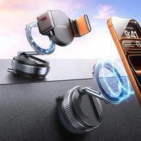 DIMONCOAT MagSafe automobilinis mobiliojo telefono laikiklis su siurbtuku ir spaustuku, itin stipriai laikosi storų korpusų atveju, reguliuojamas 360° kampu, nereikalingas metalinis žiedas, prietaisų skydelis ir priekinis stiklas, iPhone ir Android