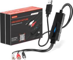 DriverGenius AudioXfer | USB garso įrašymo įrenginys - garso įrašymas iš kasečių, vinilų, MD ir kt. per 3,5 mm/RCA prievadus | suderinamas su PC, Mac ir Linux (2 vnt./pakuotėje)