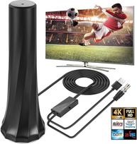 DVB-T/DVB-T2 antena su stiprintuvu, HDTV vidaus antena televizoriui, 360° priėmimo kampu, 5 m ilgio kabelis, palaiko 4K/1080P HD kanalus ir visus televizorius