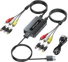 Dvigubas RCA ir HDMI keitiklis su 4:3/16:9 santykio išvesties jungikliu, 2 x RCA ir HDMI, dviejų prievadų CVBS kompozitinis AV keitiklis į HD