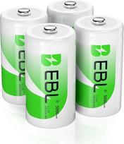 EBL Baby C akumuliatorius 5000 mAh - NI-MH įkraunamas akumuliatorius, 4 vnt., 1,2 V C tipo akumuliatorius