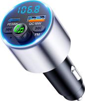 EOIWUY atnaujintas "Bluetooth" adapteris automobiliui, [greitasis įkrovimas] FM siųstuvas automobiliui "Bluetooth 5.3" su PD36W ir QC3.0 18W, [HiFi Crystal Clear Sound] Laisvų rankų įranga, GPS įkroviklis, GPS moduliai