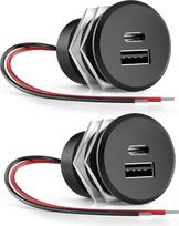 GZV USB kištukinis lizdas Motorhome 12 V, aliuminis, vandeniui atsparus įkrovimo kištukinis lizdas 12 V, 48 W, USB-C tvirtinimo dėžutė su PD 3.0 ir QC 3.0, skirta automobiliui, kemperiui, valčiai ir karavanui