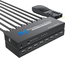 HDMI 2.0 jungiklis 7 in 1 Out, BolAAzuL 4K@60Hz HDMI į HDMI prievado išplėtimo jungiklis HDR HDMI 2.0 jungiklis Nuotolinio valdymo pultas Palaiko 3D, HDCP2.2, HDR, skirtas PS5, Xbox Series X, HDTV, kompiuteriui