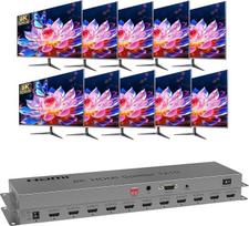 HDMI 2.1 skirstytuvas 8K @ 60Hz HDMI skirstytuvas 1 įėjimas 10 išėjimų automobilinis jungiklis Kelių HDMI prievadų jungiklis Palaiko 4K @ 120hz 40Gbps Kelių HDMI adapteris televizoriaus monitoriui Palaiko EDID HDR 3D CEC išvestį