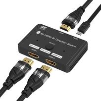 HDMI skirstytuvas 8K @ 60Hz 4K @ 120Hz, HDMI 2.1 jungiklis, aliuminio dvikryptis HDMI jungiklis 2 in 1 Out arba 1 in 2 Out HDMI skirstytuvas, HDMI jungiklis palaiko 8K 4K, skirtas PS5 HDTV Xbox