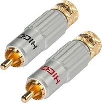 Hicon HI-CM13 HI-CM13-RED + BLK 2 RCA kištukų rinkinys su spaustuko fiksatoriumi storiems kabeliams RCA garso kištukas