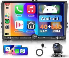 Hodozzy 4G + 64G Android automobilinis radijas VW Seat Altea Toledo Leon Skoda Fabia Passat su belaidžiu Carplay Android Car, 9 colių jutiklinio ekrano radijas 2 DIN su navigacija Bluetooth WiFi, DSP, radijas FM/RDS
