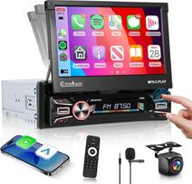 Hodozzy Belaidis "Carplay" "Android" automobilinis radijas 1 DIN su 7 colių automatiškai ištraukiamu ekranu, automobilinis radijas "Bluetooth" su "Android" automobiliu RDS FM WiFi GPS EQ USB