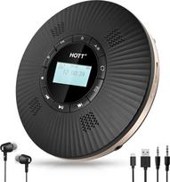 HOTT Nešiojamasis "Bluetooth" CD grotuvas su 4 garsiakalbiais, FM siųstuvu ir apsauga nuo nuslydimo, 1800 mAh baterija su ausinėmis automobiliui ir namams, juodas