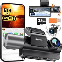 iZEEKER 3 kanalai 4K Dashcam Auto mit kostenloser 32-GB-Karte, 4K+1080P+1080P Vorne Hinten Innen Dash cam mit WDR, IR Nachtsicht, WiFi 6, Loop-Aufnahme, G-Sensor und 24-Stunden-Parkmodus