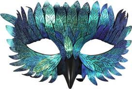 JewelryWe Maskaradas Paukščių kaukė Helovinas Fantazija Pelėdos kaukė su plunksnomis / snapas Mistinis gotikos pusė kaukė Gyvūnų kaukė Cosplay Raven kaukė kostiumas aksesuaras karnavalas Helovinas šalis Unisex