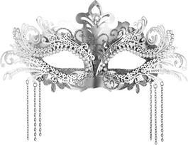 JewelryWe Venecijos kaukė moterims, metalinė maskarado kaukė, fenikso uodegos dizainas su akmenimis ir grandinėlėmis, pusiau kaukė, Helovino kostiumo aksesuaras, karnavalas, maskarado balius, vakarėlis, Cosplay