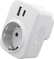 JK adapteris, kelioninis adapteris JK su 2 USB-A 2 USB-C (3A), lizdo adapteris Anglijoje, skirtas Airijai/Didžiajai Britanijai/Dubajui/Maldyvams, G tipo adapteris, kelioninis adapteris