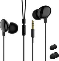Juodos spalvos ausinės į ausis - 3,5 mm AUX kištukas radijui, "Android" telefonams, kompiuteriams - kompaktiškos ir nešiojamos, patogios ausyse