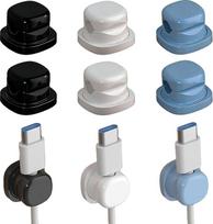 Kabel-Clips, 12 Stück, Kabelordnung, 360° drehbar, federbelastet, Kabelmanagement-Kabel-Organizer, selbstklebender Drahthalter für Schreibtisch, Büro, Auto, Wand, Nachttisch, Küche