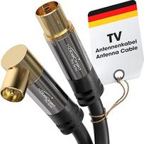 KabelDirekt 7,5 m koaksialinis antenos kabelis su 90° kampu (75 Om, 90° kampu pasvirusi koaksialinė išorinė jungtis - tiesi koaksialinė vidinė jungtis, koaksialinis kabelis televizijai, HDTV, radijui, DVB-T2, DVB-C, DVB-S, kampu pasvirusi jungtis) PRO ser