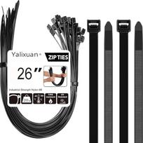 Kabelių raiščiai juodi 26" dideli kabelių raiščiai "Heavy Duty" 50 pakuočių 650 mm x 8 mm itin ilgi nailono kabelių raiščiai - itin stiprūs savaime užsifiksuojantys reguliuojami itin ilgi kabelių raiščiai