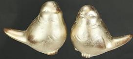 Keraminė gyvūnų figūrėlė paukštis 2 vnt. 12 x 14 x 9 cm Auksinis ornamentas Statulėlė Skulptūra Dekoratyvinė paukščio figūrėlė Paukščio statulėlė Keraminė paukščio dekoracija Rudens dekoracija Kalėdų dekoracija Advento vainikas