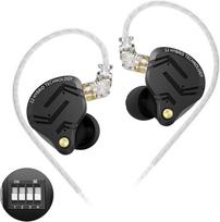 KINBOOFI KZ ZS12 Pro X In Ear Monitor ausinės, 1DD + 5BA hibridinės žaidimų ausinės su 2 kontaktų kabeliu, skirtos audiofilams (tamsiai juodos spalvos, derinama versija, be mikrofono)
