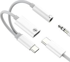 Kopfhöreranschluss-Adapter (2-in-1) USB C 3,5 mm AUX Typ C Audio-Ladegerät-Splitterkabel für Apple iPhone 17 16 15 Pro Max kompatibel mit Samsung S25 S24 Kopfhörer-Dongle Auto Schnellladung für iPad