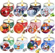 Kvapiųjų žvakių dovanų rinkinys, 12 pakuočių Weihnachtsduftkerzen, Aromatherapie-Kerzen aus natürlichem Sojawachs, Geschenkset für Weihnachten, niedliche Deko-Kerzen